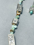 Cubes Of Sterling Silver Native American Navajo Green Turquoise Necklace-Nativo Arts