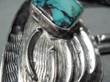 Unique Vintage Native American Navajo Royston Turquoise Sterling Silver Bolo Tie Old-Nativo Arts