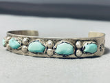 Nastacio Vintage Native American Zuni Turquoise Nugget Sterling Silver Bracelet-Nativo Arts