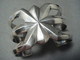 Heavy Thick!! Vintage Native American Navajo X Sterling Silver Bracelet Old-Nativo Arts