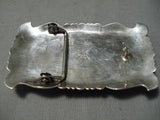 Tremendous Vintage Native American Navajo Sleeping Beauty Turquoise Sterling Silver Buckle Old-Nativo Arts