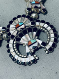 Intricate Women's Vintage Native American Zuni Turquoise Sterling Silver Squash Blossom Necklace-Nativo Arts