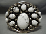 One Of The Best Vintage Native American Navajo White Buffalo Turquoise Sterling Silver Bracelet-Nativo Arts