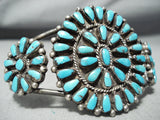 Dynamite Vintage Native American Navajo Blue Gem Turquoise Cluster Sterling Silver Bracelet-Nativo Arts