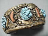 Rare Vintage Native American Navajo Justin Morris Spiderweb Turquoise Sterling Silver Bracelet-Nativo Arts