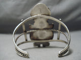 Statement Vintage Native American Navajo Huge Kachina Turquoise Sterling Silver Bracelet Old-Nativo Arts