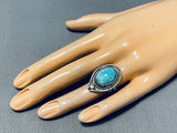 Amazing Vintage Native American Navajo Easter Blue Turquoise Sterling Silver Ring-Nativo Arts