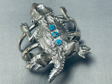 Important Colossal Toad Native American Navajo Turquoise Sterling Silvewr Bracelet-Nativo Arts