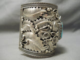 Biggest Best Vintage Native American Navajo #8 Turquoise Sterling Silver Bracelet-Nativo Arts