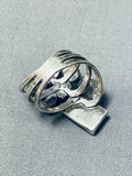 Dramatic Vintage Native American Navajo Blue Gem Turquoise & Multi Stone Sterling Silver Ring-Nativo Arts