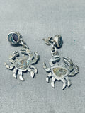 Crab Vintage Southwest Sterling Silver Pearl Inlay Earrings-Nativo Arts