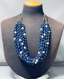 Rare Rye Whotegoat Native American Navajo Lapis Heishi Authentic Work Necklace-Nativo Arts