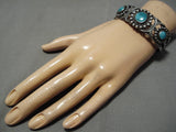 Museum Quality! Vintage Native American Navajo 1900's Fox Turquoise Sterling Silver Bracelet-Nativo Arts