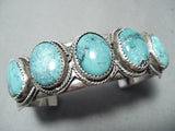 Superb Vintage Native American Navajo 5 Spiderweb Turquoise Sterling Silver Bracelet-Nativo Arts