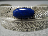 Important Detailed Feather Native American Navajo Sterling Silver Bracelet Cuff-Nativo Arts