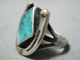 Detailed Vintage Native American Navajo Turquoise Horseshoe Sterling Silver Ring-Nativo Arts