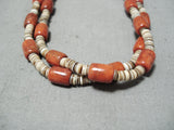 Native American Rare Huge Tubed Coral Santo Domingo Shell Sterling Silver Necklace-Nativo Arts