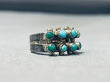 Early 1900's Vintage Native American Navajo Ingot Silver Cerrillos Turquoise Ring-Nativo Arts