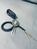 Astounding Vintage Native American Navajo Spiderweb Turquoise Sterling Silver Bolo Signed-Nativo Arts