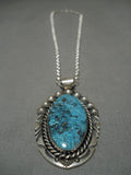 Marvelous Vintage Native American Navajo Blue Diamond Turquoise Sterling Silver Necklace-Nativo Arts