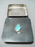 Incredible Vintage Native American Navajo Blue Diamond Turquoise Sterling Silver Trinket Box-Nativo Arts