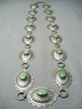 Very Rare Vintage Native American Navajo Sterling Ilver Gaspeite Concho Belt Old-Nativo Arts