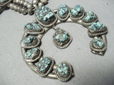 Women's Longer Vintage Native American Navajo Turquoise Sterling Silver Squash Blossom Necklace-Nativo Arts