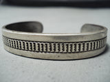 Signed Vintage Navajo Native American Sterling Silver Bracelet Old-Nativo Arts