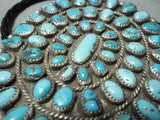 Huge Vintage Native American Navajo Turquoise Cluster Sterling Silver Bolo Old-Nativo Arts