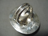 One Of The Biggest Native American Navajo Royston Turquoise Sterling Silver Ring-Nativo Arts