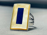 The Most Unique Native American Zuni Lapis Shell Sterling Silver Inlay Ring-Nativo Arts