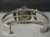 Detailed!! Vintage Native American Navajo Deep Blue Turquoise Sterling Silver Leaf Bracelet Old-Nativo Arts