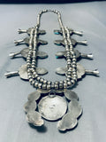 406 Grams Native American Navajo Turquoise Sterling Silver Squash Blossom Necklace-Nativo Arts
