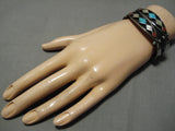 Museum Vintage Zuni Native American Navajo Janice Etsate Turquoise Sterling Silver Bracelet-Nativo Arts