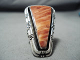 Signed Navajo Native American Spiny Oyster Sterling Silver Ring-Nativo Arts