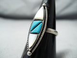 Superb Vintage Native American Navajo Turquoise Mother Of Pearl Sterling Silver Ring-Nativo Arts