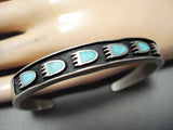 Animal Tracks Vintage Zuni Native American Navajo Turquoise Sterling Silver Bracelet-Nativo Arts