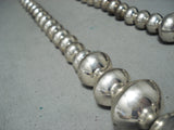 Astonishing Navajo Native American Sterling Silver Huge Pillow Beads Necklace-Nativo Arts