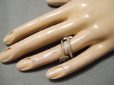 Very Rare Vintage Native American Navajo Coiled Arrow Adjustable Sterling Silver Ring Old-Nativo Arts