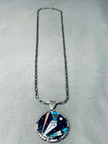 Extremely Unique Shooting Star Native American Navajo Turquoise Sterling Silver Space Necklace-Nativo Arts