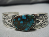 Breathtaking Vintage Native American Navajo Pilot Mountain Turquoise Sterling Silver Bracelet-Nativo Arts