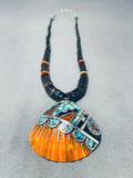 Native American Astounding Santo Domingo Turquoise Sterling Silver Shell Necklace-Nativo Arts