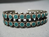 Rare Early Vintage Zuni Native American Navajo Green Turquoise Snake Sterling Silver Bracelet-Nativo Arts