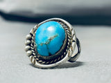 Impressive Vintage Native American Navajo Turquoise Dome Sterling Silver Ring-Nativo Arts