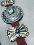 One Of The Best Vintage Native American Navajo Hand Tooled Sterling Silver Turquoise Concho Belt-Nativo Arts