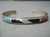 Important Inlay Master Native American Zuni Turquoise Coral Sterling Silver Inlay Bracelet-Nativo Arts