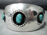 Fabulous Vintage Navajo Turquoise Sterling Silver Bracelet Native American Old-Nativo Arts