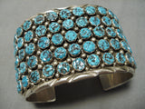 One Of The Biggest Vintage Native American Navajo Snake Eyes Turquoise Sterling Silver Bracelet-Nativo Arts