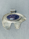 Dazzling Vintage Native American Navajo Charoite Sterling Silver Bear Pendant-Nativo Arts