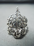 Benny Yazzie Navajo Native American Sterling Silver Toad Ring-Nativo Arts